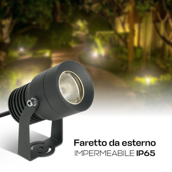 Faretto da Giardino con Picchetto 10W 850lm 50D 230V IP65 Antracite D75mm - Garden Spot