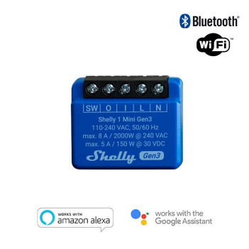 Shelly 1 Mini Gen3 - Controller per l’Automazione di Dispositivi 230V 8A / DC 30V 5A Gestione WiFi/Bluetooth