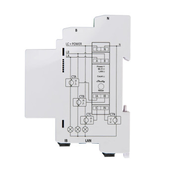 Shelly Pro 3EM 120A - Contatore Energia DIN Incluso di 3 Pinze Amperometriche da 120A WiFi Bluetooth e WLAN