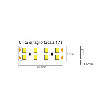 H.E. Led Strip 160W 27700lm 24V IP20 PCB 12mm coil 1200 SMD 2835