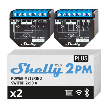 Shelly Plus 2PM Double Pack - Shutter, Blind and Light Module 2 Channels 16A