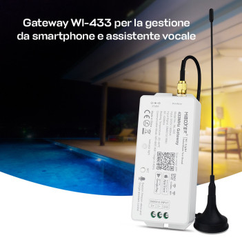 Miboxer Gateway WL-433 Smart LoRa WiFi Modulo per Gestione da Smartphone, Amazon Alexa e Google Assistant