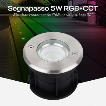 Miboxer SYS-RD1 Segnapasso da Incasso Calpestabile 5W RGB+CCT 350lm 24V INOX316L Angolo Luce 30° IP68 - Rotondo Foro 89mm