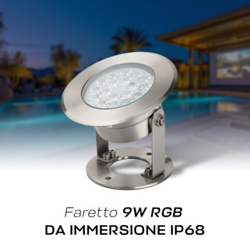 Faretto impermeabile IP68 per piscina RGB+CCT 9W orientabile