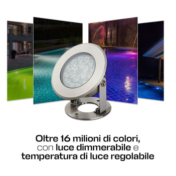 MiBoxer UW03 Adjustable RGB+CCT 9W DC 12-24V 15D LED spotlight for swimming pools and fountains