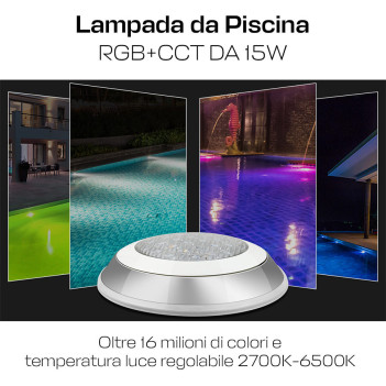 Miboxer UW01 Lampada per piscina 15W IP68 DC 12/24V RGB+CCT