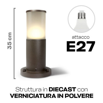 Lampada da giardino con attacco E27 IP54 colore Marrone effetto ruggine