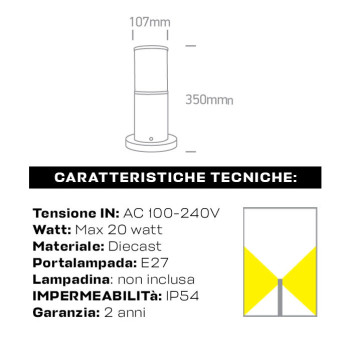 Lampada da giardino con attacco E27 IP54 colore Marrone effetto ruggine