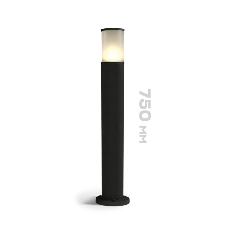 Garden bollard with E27 socket Tube series 75cm 220V IP54 - Black