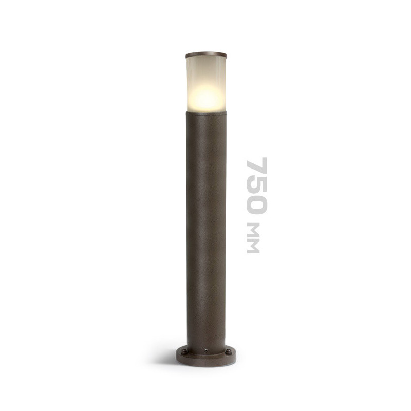 Garden bollard with E27 socket Tube series 75cm 220V IP54 - Brown