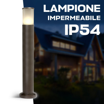 Paletto da giardino con attacco E27 serie Tube 75cm 220V IP54 - Marrone