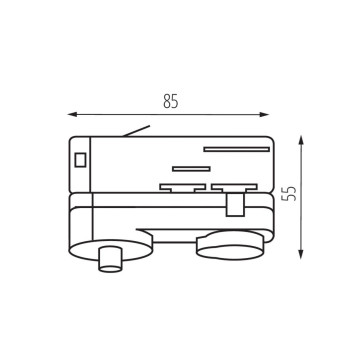 Adapter with vacuum connection for 2 metre three-phase track - Colour Black