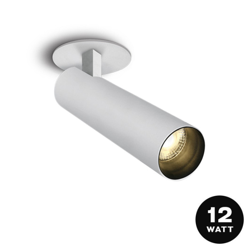 Faretto da incasso SERIE CYLINDER orientabile 12W CRI90+ 36D con foro 55 mm colore Bianco