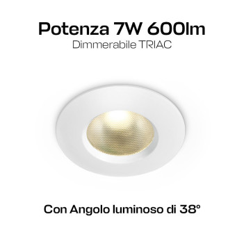 Faretto da Incasso 7W 600lm CCT IP65 230V Foro 72mm Bianco - Serie 7PV