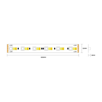 Striscia Led RGB+CCT 144W 24V IP65-TR PCB 13mm Multicolore e Dual White