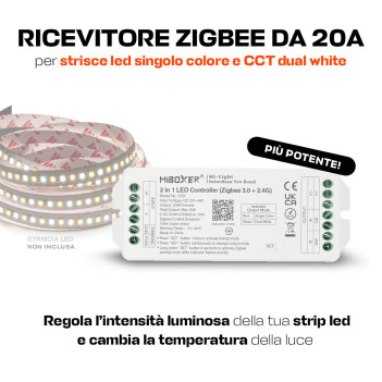 MiBoxer Mi Light PZ2 ZigBee 3.0 Receiver 20A for Single Colour Led Strip and Dual White CCT 12/24V