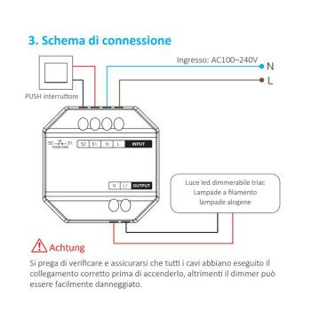 MiBoxer Mi Light TRI-C1 Modulo Dimmer Triac AC 100-240V