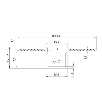 5616 Aluminum Profile from Plasterboard for Led Strip - Anodized 2mt - Complete