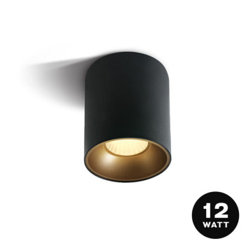 Faretto da Soffitto 12W 3000K IP20 Serie CYLINDER 100x73mm Spotlight Nero