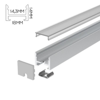 Profilo led piatto con installazione a magnete 1814 per Striscia Led - 2 metri