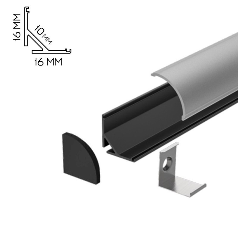 KING LED | Profilo led angolare nero da 2 metri modello 1616