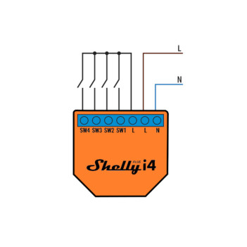 Shelly Plus I4 AC - Controller Smart con 4 Ingressi AC 110-240V Gestione WiFi e Bluetooth