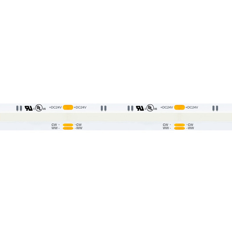 Striscia Led COB CCT CRI90 150W 15.000lm DC 24V Dual White 2700K - 6500K IP20 PCB 10mm Chip Led Continua