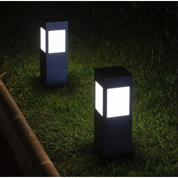 Paletto Led da Esterno Solare KENIA IP65 Nero con Sensore di Movimento H400mm