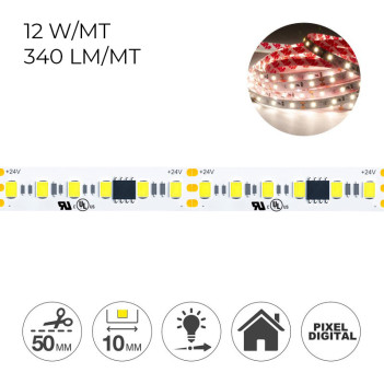 Single Colour Digital Led Strip 60W 4000lm 24V IP20 PCB 10mm Coil of 600 SMD5050 WS2811