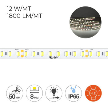 Striscia led serie H.E. 60W 9000lm 24V IP65 PCB 8mm bobina