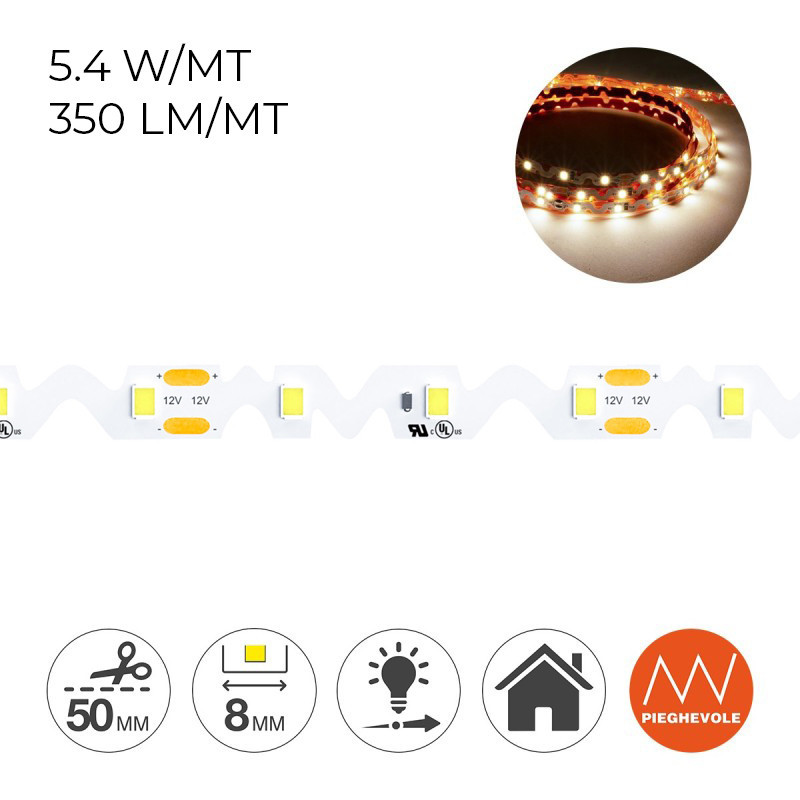 Striscia Led Pieghevole 30W 1800lm 12V IP20 PCB 6mm Bobina