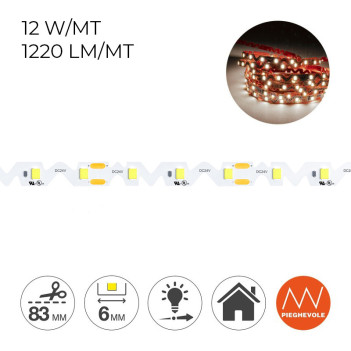 Striscia Led Pieghevole 60W 6000lm 24V IP20 PCB 6mm Bobina