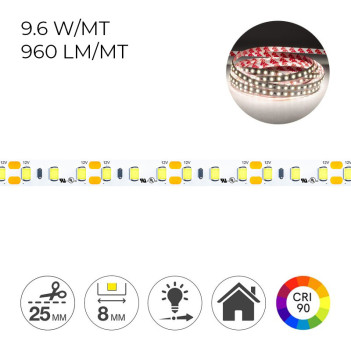 Striscia led H.C. 48W CRI 90 4800lm 12V IP20 PCB 8mm bobina