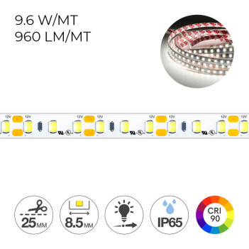 Led strip CRI90 48W 4800lm 12V IP65 PCB 8mm 600 SMD 2835 coil