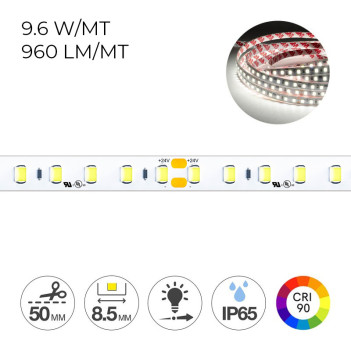 Led strip CRI90 48W 4800lm 24V IP65 PCB 8mm 600 SMD 2835 coil en