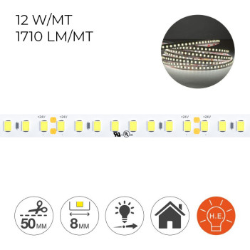 Striscia Led Serie H.E. 60W 9000lm 24V IP20 PCB 8mm bobina