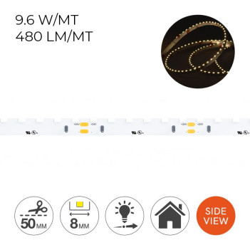 Striscia Led Side View CRI90 48W 2400lm 24V IP20 PCB 8mm