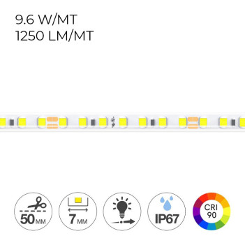 H.C. Series Slim Led Strip CRI90 48W 6250lm 24V IP67 PCB 7mm Coil of 700 SMD 2216