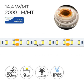 Striscia Led 72W 8000lm 24V IP65 PCB 9mm Bobina da 600 SMD