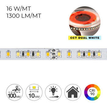 Led Strip CCT CRI90 24V 80W 6500lm Dual White 2700K - 6500K IP20 600 SMD coil