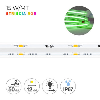 Striscia Led COB RGB 75W 24V IP67 PCB 10mm Chip Led Continua