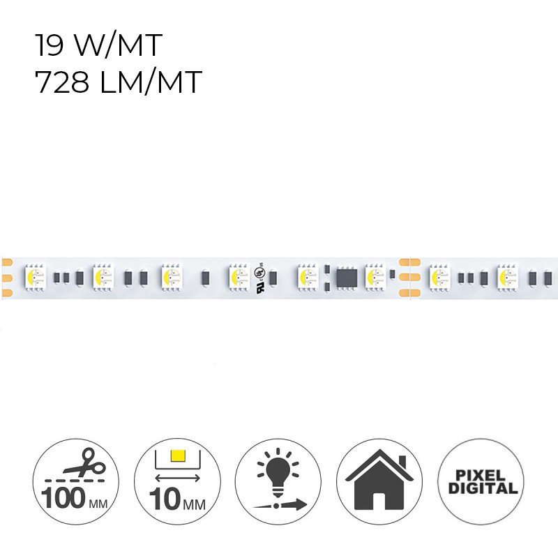 KING LED | Striscia LED RGB+W Digitale 24V UCS2904B 5 metri 19W/mt