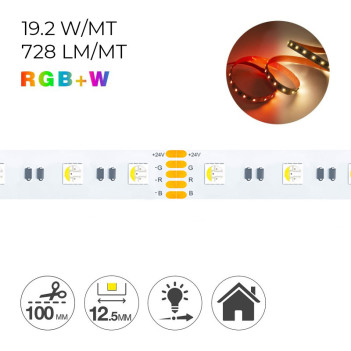 Striscia Led 24V 96W RGBW 5mt 300 SMD 5050 da Interno IP20