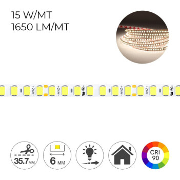 KING LED | Striscia Led serie H.C. CRI90+ 75W 8250lm 24V IP20 PCB 6mm