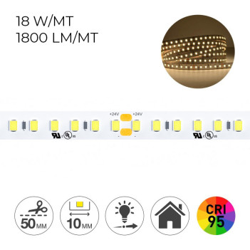 Striscia Led Serie H.C. CRI95 90W 9000LM 24V IP20 PCB 10mm