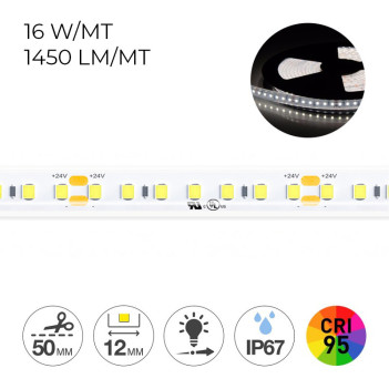 Striscia Led Serie H.C. CRI95 90W 9000LM 24V IP67 PCB 12mm