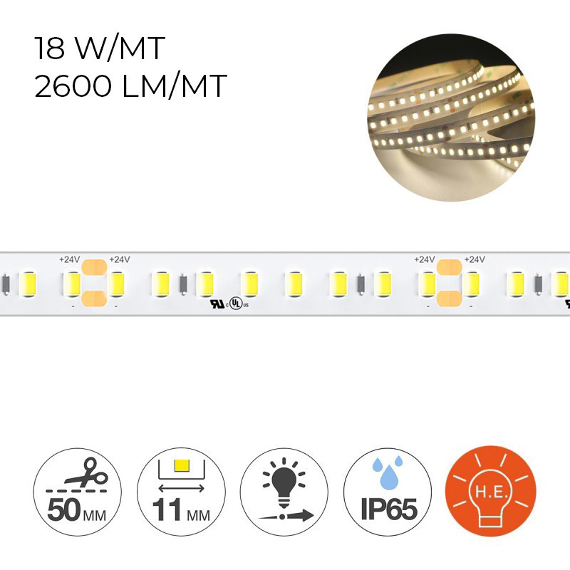 Striscia Led impermeabile IP65 90W 24V ad alta efficienza energetica H.E.