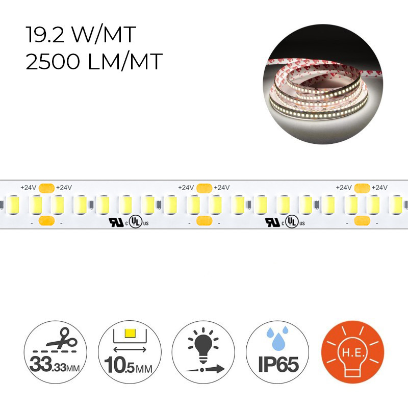 Striscia Led Serie H.E. 96W 12.500lm 24V IP65 PCB 10.5mm