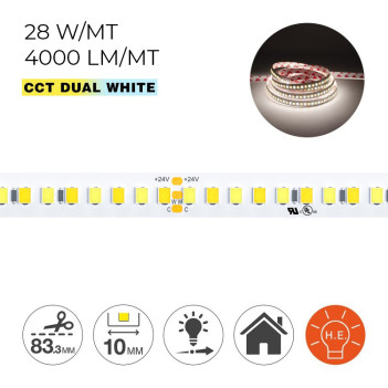 Led Strip 24V 140W CCT Variable Kelvin 2700k - 6000k IP20 5mt en