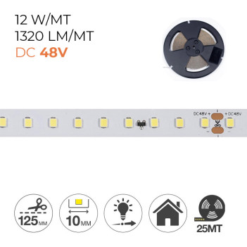 Striscia Led Extra Long 25mt 112led/mt 12W/mt SMD 2835 48V